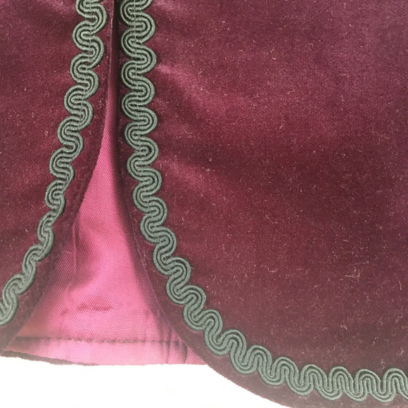 renaissance Ren Faire Womens Velvet jacket lined Size 8 Plum Black Boho - Picture 6 of 16